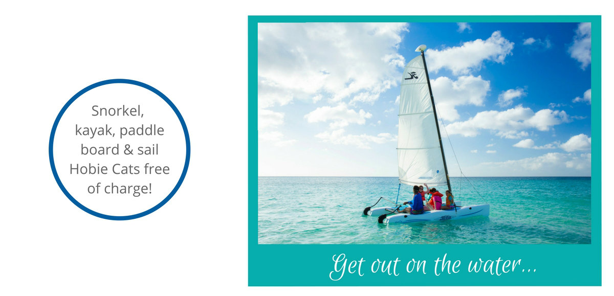 Get out on the water at Spice Island Beach Resort - snorkel, kayak, paddle board and sail Hobie Cats free of charge!
