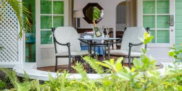 terrace seating at East Winds, St Lucia