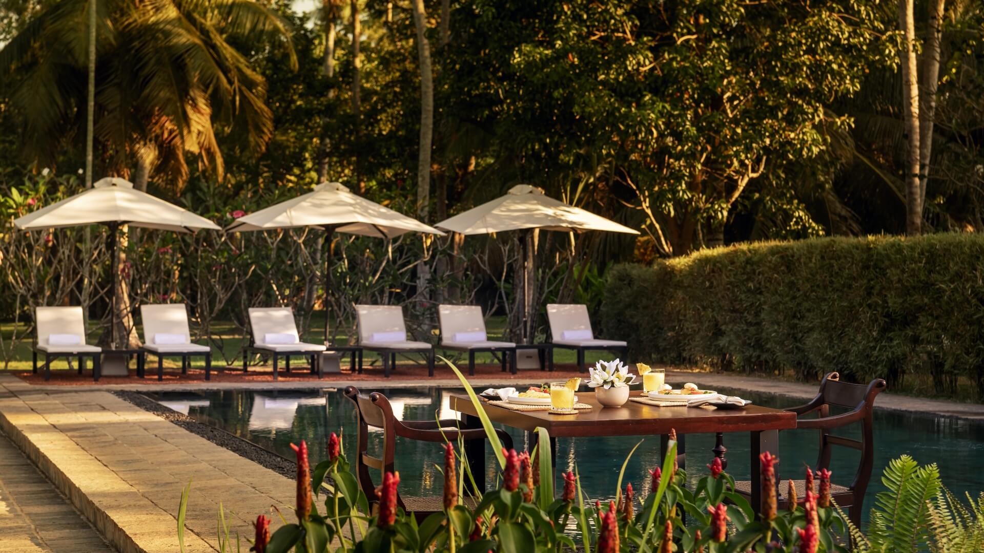 Poolside dining at Uga Riva